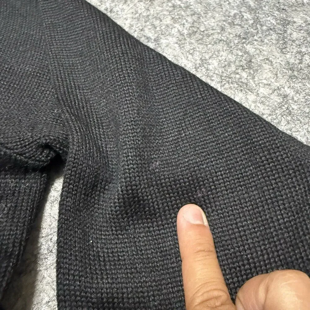 Vintage 50s 60s Coleman Black Worsted Wool Letterman Cardigan Sweater Small